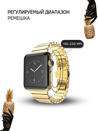 Ремешок PADDA Bamboo, металлический (браслет) для Apple Watch SE поколений (42/44/45мм), золотистый