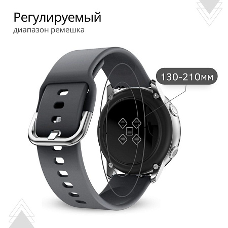 Ремешок PADDA Medalist для смарт-часов Garmin vivoactive 4 шириной 22 мм, силиконовый (темно-серый)