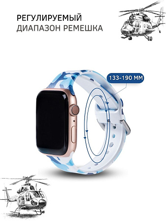 Ремешок PADDA с рисунком для Apple Watch 7 серии (42мм/44мм), Camouflage blue