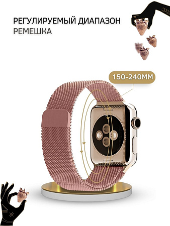 Ремешок PADDA, миланская петля, для Apple Watch 7 поколение (38/40/41мм), розовая пудра