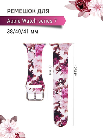 Ремешок PADDA с рисунком для Apple Watch 7 поколений (38мм/40мм), Peony