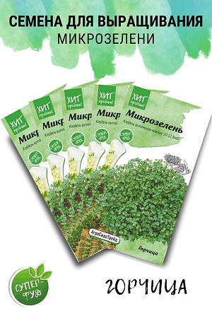 Микрозелень Горчица, набор семян (5 пакетов) АСТ
