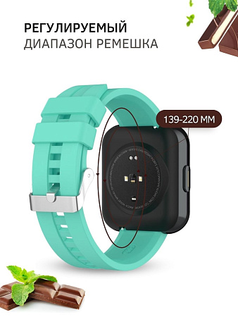 Силиконовый ремешок PADDA GT2 для смарт-часов Huawei Watch GT (42 мм) / GT2 (42мм), (ширина 20 мм) серебристая застежка, Aurora Blue