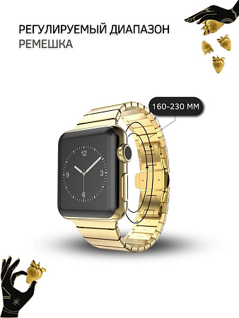 Ремешок PADDA Bamboo, металлический (браслет) для Apple Watch 7 поколений (42/44/45мм), золотистый