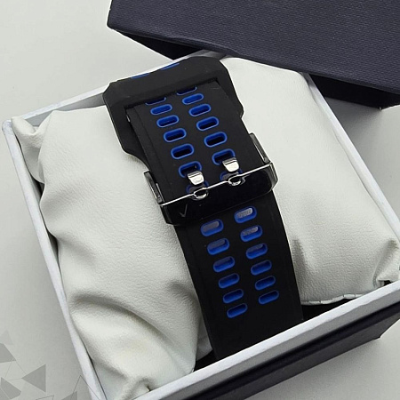 Ремешок для смарт-часов Garmin d2 bravo шириной 26 мм, двухцветный с перфорацией (черный/синий)