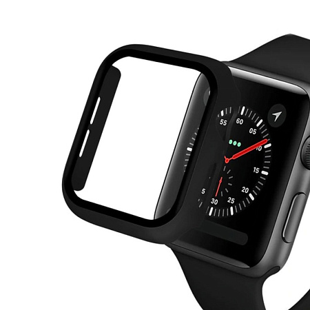 Защитное стекло и кейс Lito Screen Glass & Case для Apple Watch 1/2/3 42мм (черный)