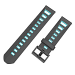 Силиконовый перфорированный ремешок Mijobs для Amazfit Bip/Bip Lite/GTR 42mm/GTS, 20 мм, двухцветный с пластиковой застежкой (черный/синий)