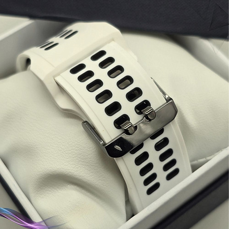 Ремешок для смарт-часов Garmin fenix 3 шириной 26 мм, двухцветный с перфорацией (белый/черный)