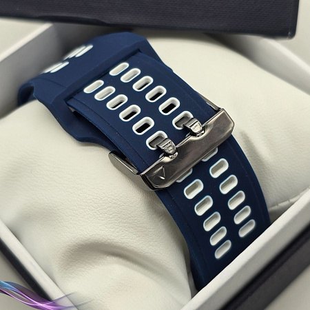 Ремешок для смарт-часов Garmin fenix 3 шириной 26 мм, двухцветный с перфорацией (темно-синий/белый)