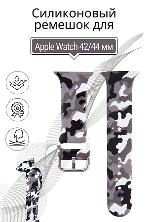 Ремешок PADDA с рисунком для Apple Watch 5,4,3,2,1 поколений (42мм/44мм), Camouflage Black