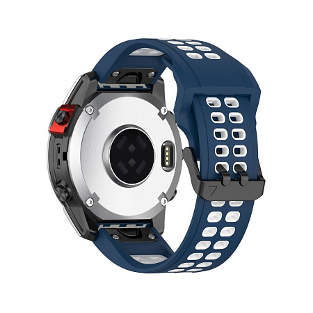 Ремешок PADDA Brutal для смарт-часов Garmin Fenix, шириной 22 мм, двухцветный с перфорацией (темно-синий/белый)