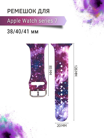 Ремешок PADDA с рисунком для Apple Watch 7 поколений (38мм/40мм), Starry Sky