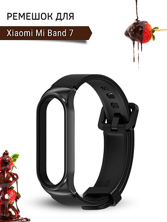 Ремешок Mijobs для Xiaomi Mi Band 7 силиконовый с металлическим креплением (черный)