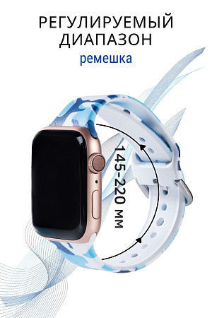 Ремешок PADDA с рисунком для Apple Watch 5,4,3,2,1 поколений (42мм/44мм), Camouflage blue