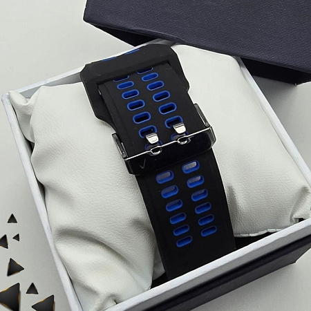 Ремешок для смарт-часов Garmin fenix 5 x Sapphire шириной 26 мм, двухцветный с перфорацией (черный/синий)