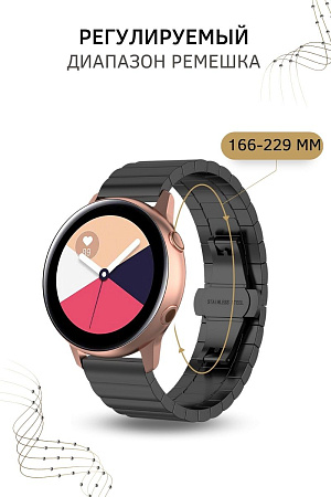 Ремешок (браслет) PADDA Bamboo для смарт-часов Samsung Galaxy Watch 3 (41 мм)/ Watch Active/ Watch (42 мм)/ Gear Sport/ Gear S2 classic шириной 20 мм. (черный)