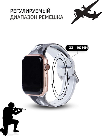Ремешок PADDA с рисунком для Apple Watch 8 поколений (38мм/40мм), Camouflage Black