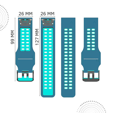 Ремешок для смарт-часов Garmin TACTIX 7, шириной 26 мм, двухцветный с перфорацией (маренго/бирюзовый)