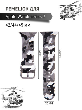 Ремешок PADDA с рисунком для Apple Watch 7 серии (42мм/44мм), Camouflage Black