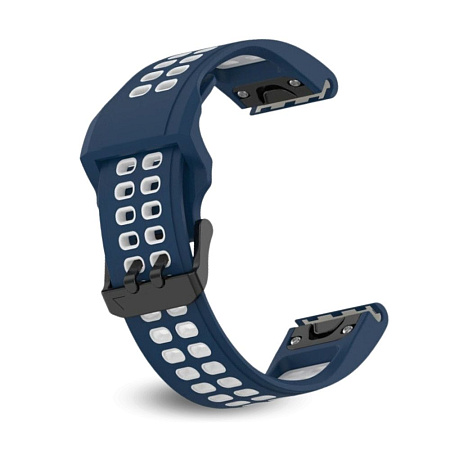 Ремешок PADDA Brutal для смарт-часов Garmin Fenix, шириной 22 мм, двухцветный с перфорацией (темно-синий/белый)
