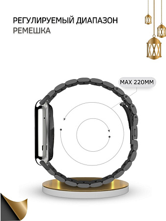 Ремешок PADDA, металлический (браслет) для Apple Watch 1,2,3 поколений (42/44/45мм), розовое золото
