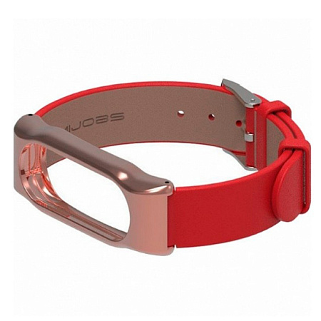 Ремешок кожаный для Xiaomi Mi Band 2 Leather Strap (Red)