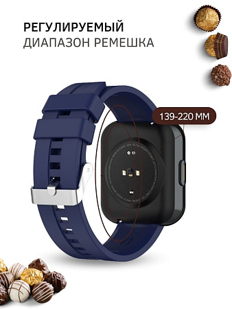 Силиконовый ремешок PADDA GT2 для смарт-часов Huawei Watch GT (42 мм) / GT2 (42мм), (ширина 20 мм) серебристая застежка, Dark Blue