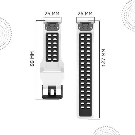 Ремешок для смарт-часов Garmin TACTIX 7, шириной 26 мм, двухцветный с перфорацией (белый/черный)