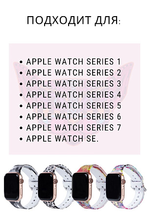 Ремешок PADDA с рисунком для Apple Watch 5,4,3,2,1 поколений (38мм/40мм), Flower