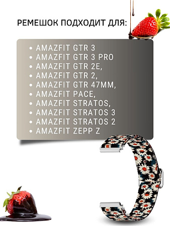 Нейлоновый ремешок PADDA Zefir для смарт-часов Amazfit шириной 22 мм (ромашки)