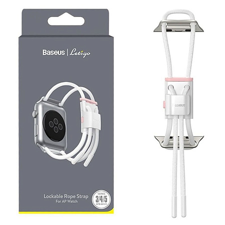 Ремешок Baseus Let''s go Lockable Rope Strap для Apple Watch Series 1/2/3/4/5 42мм/44мм (LBAPWA4-B24), белый/розовый