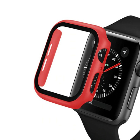 Защитное стекло и кейс Lito Screen Glass & Case для Apple Watch 1/2/3 42мм (красный)