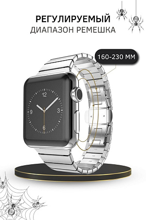 Ремешок PADDA Bamboo, металлический (браслет) для Apple Watch 8,7,6,5,4,3,2,1,SE поколений (42/44/45мм), серебристый