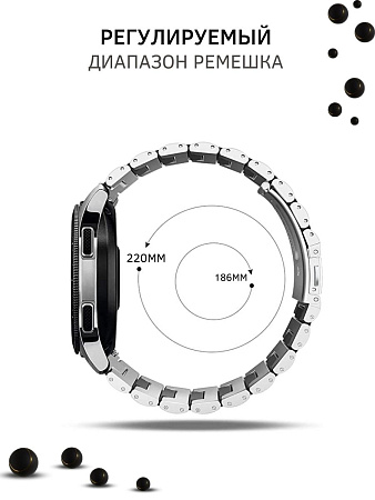 Универсальный металлический ремешок (браслет) PADDA Attic для смарт часов шириной 22 мм, черный/серебристый