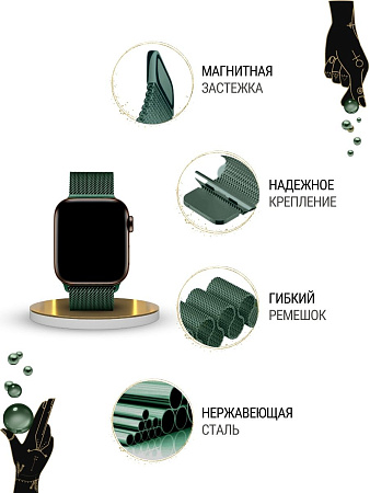 Ремешок PADDA, миланская петля, для Apple Watch 1,2,3 поколений (38/40/41мм), зеленый