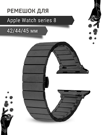Ремешок PADDA Bamboo, металлический (браслет) для Apple Watch 8 поколений (42/44/45мм), черный