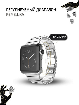 Ремешок PADDA Bamboo, металлический (браслет) для Apple Watch 7 поколений (42/44/45мм), серебристый