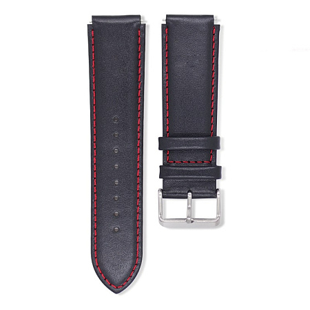 Кожаный ремешок Mijobs для смарт-часов Samsung Galaxy Watch / Watch 3 / Gear S3 (ширина 22 мм), черный с красной строчкой