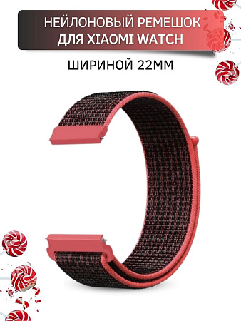 Нейлоновый ремешок PADDA Colorful для смарт-часов Xiaomi шириной 22 мм (черный/розовый)