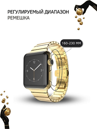 Ремешок PADDA Bamboo, металлический (браслет) для Apple Watch 4,5,6 поколений (42/44/45мм), золотистый