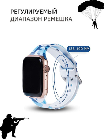 Ремешок PADDA с рисунком для Apple Watch 1,2,3 поколений (38мм/40мм), Camouflage blue