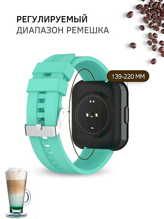 Cиликоновый ремешок PADDA GT2 для смарт-часов Honor Magic Watch 2 (42 мм) / Watch ES (ширина 20 мм) серебристая застежка, Aurora Blue