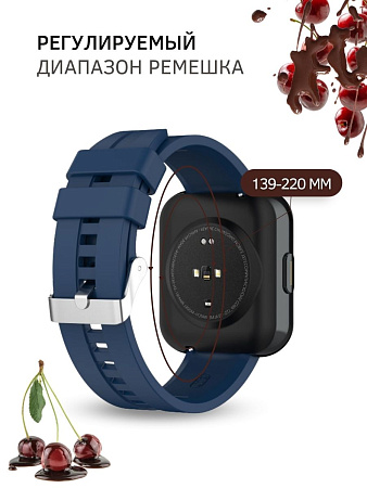 Силиконовый ремешок PADDA GT2 для смарт-часов Huawei Watch GT (42 мм) / GT2 (42мм), (ширина 20 мм) серебристая застежка, Midnight Blue