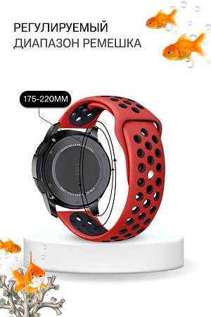 Силиконовый ремешок PADDA Enigma для смарт-часов Samsung Galaxy Watch 3 (41 мм)/ Watch Active/ Watch (42 мм)/ Gear Sport/ Gear S2 classic,  20 мм, двухцветный с перфорацией, застежка pin-and-tuck (оранжевый/черный)