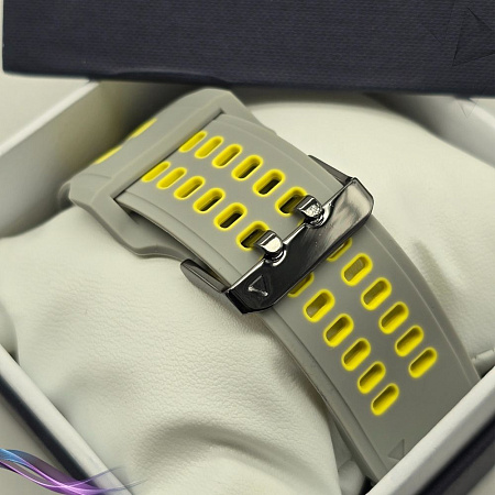 Ремешок для смарт-часов Garmin fenix 3 шириной 26 мм, двухцветный с перфорацией (серый/желтый)