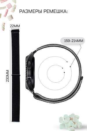 Нейлоновый ремешок PADDA для смарт-часов Samsung Galaxy watch (46mm) / (45mm) / Galaxy watch 3 (45mm) / Gear S3 / Gear S3 Classic / Gear S3 Frontier, шириной 22 мм (зеленый лайм)