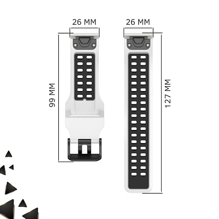 Ремешок для смарт-часов Garmin fenix 5 x Sapphire шириной 26 мм, двухцветный с перфорацией (белый/черный)